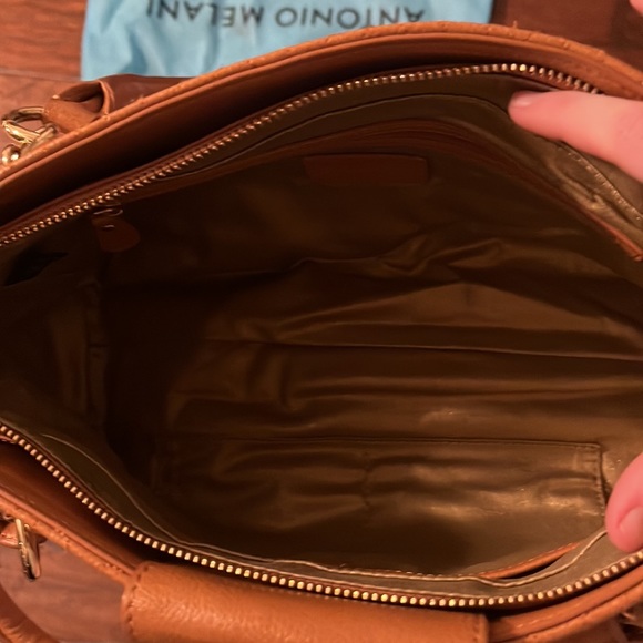 Antonio Melani Brown Leather Gold hardware double handle purse - Picture 11 of 16
